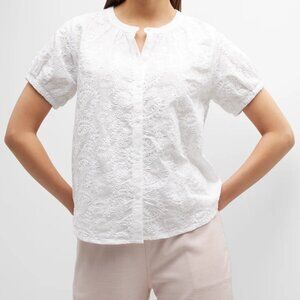 Splendid Fallon Embroidered Cotton Puff-Sleeve Blouse Size S